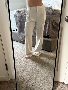 High-Rise Wide-Leg Cream Trousers